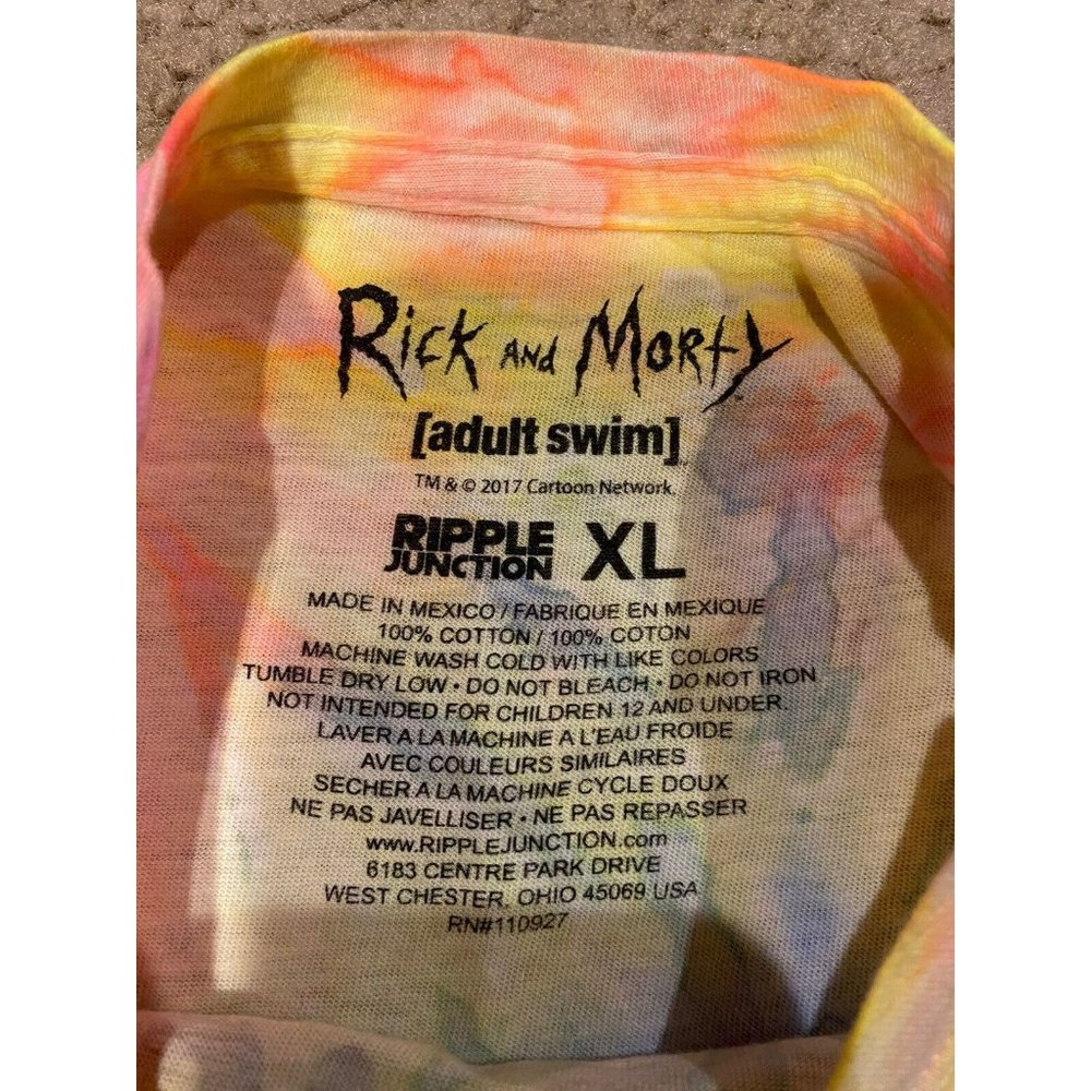 Rick And Morty Adult Swim Ripple Junction Wubba-Lubba Tie Dye T-Shirt  Youth XL - Picture 5 of 5